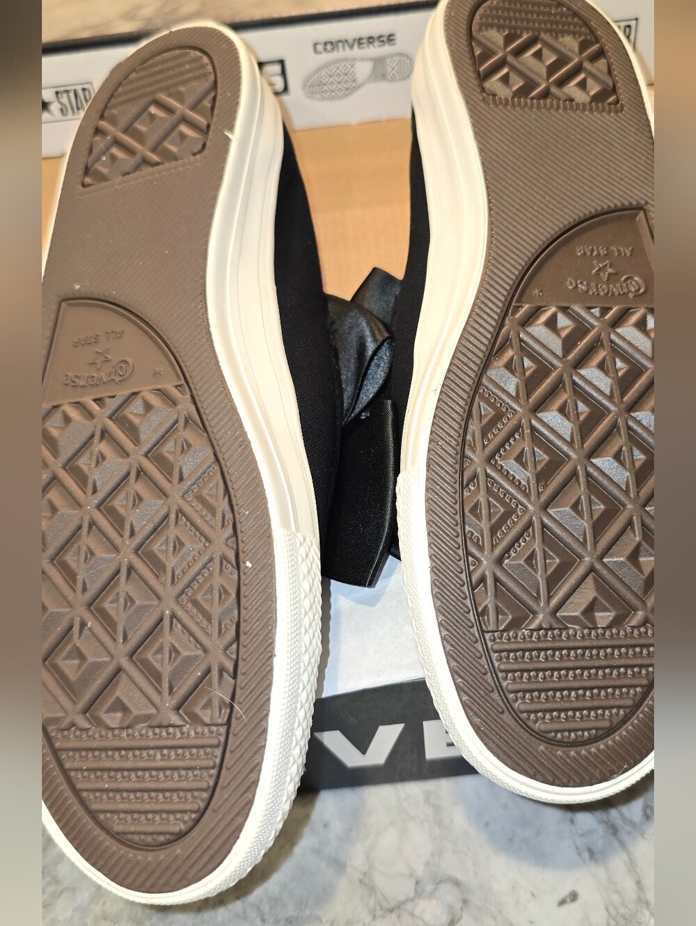 Converse Black Slip-On Sneakers with Satin Bows and Pearl Accents - Picture 2 of 5